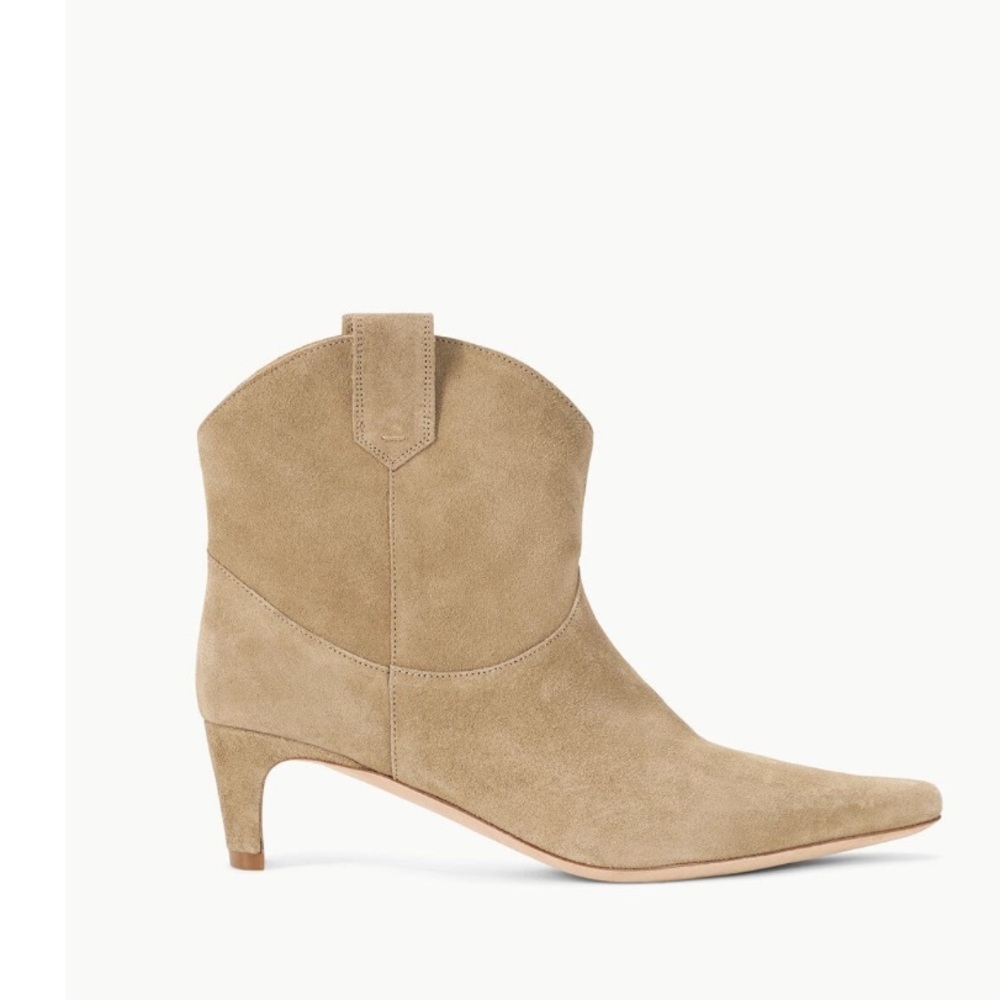 STAUD Beige Suede Heeled Boots